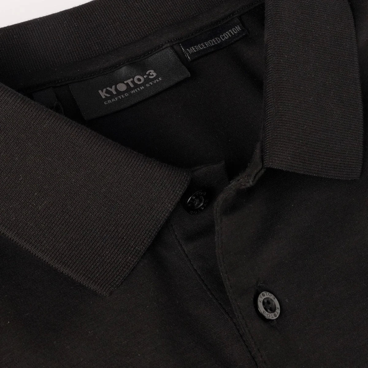 KYOTO Majica JUYO POLO MERCERIZED BLACK - 53411-BLK